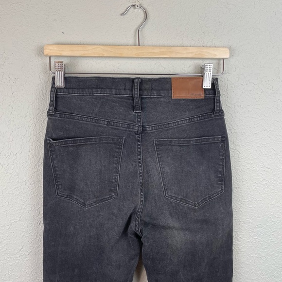 Madewell Cali Demi-Boot Jeans  Asymmetrical Hem Edition Black Button Fly - Picture 5 of 11